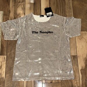 The Kooples Silver Sequin Short Sleeve Tee